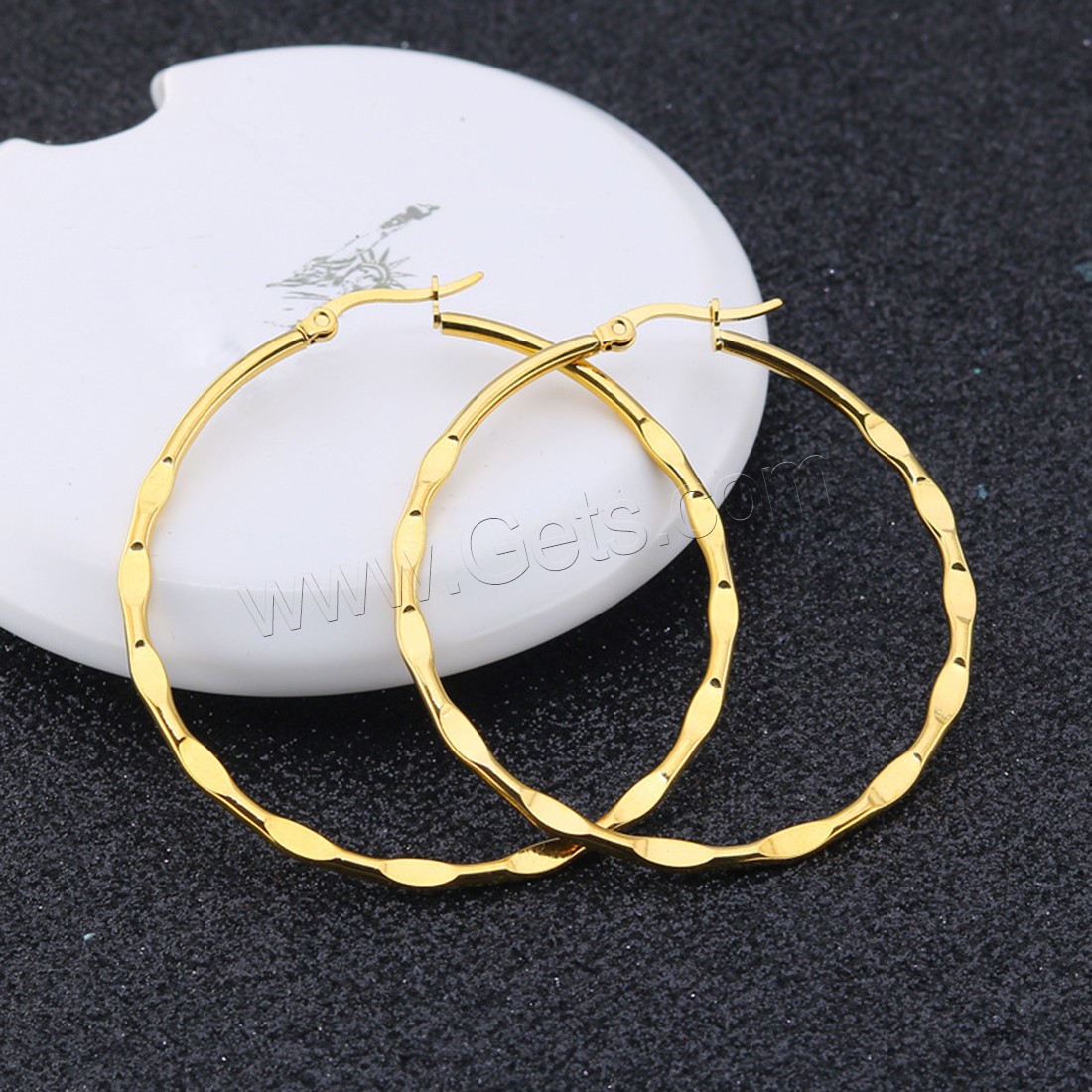 Titanium Steel Hoop Earring, plated, hypo allergic & for woman, more colors for choice, 25mm, Sold By Pair