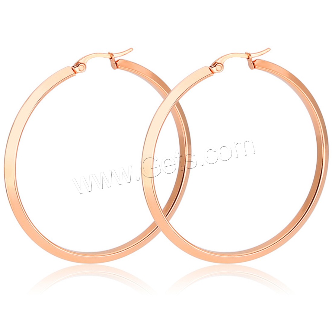 Titanium Steel Hoop Earring, plated, hypo allergic & for woman, more colors for choice, 40mm, Sold By Pair