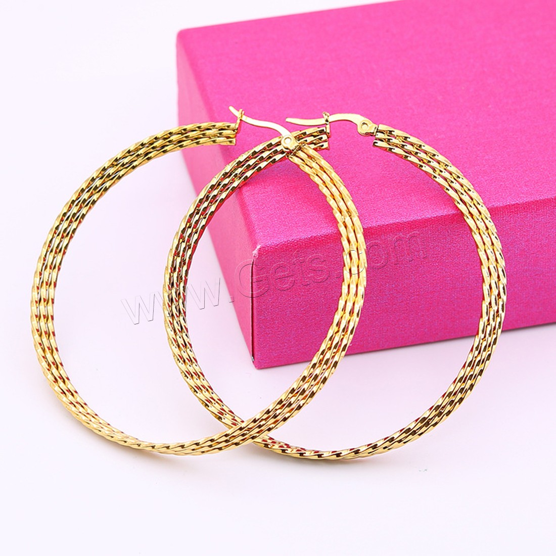Titanium Steel Hoop Earring, plated, hypo allergic & for woman, more colors for choice, 30mm, Sold By Pair