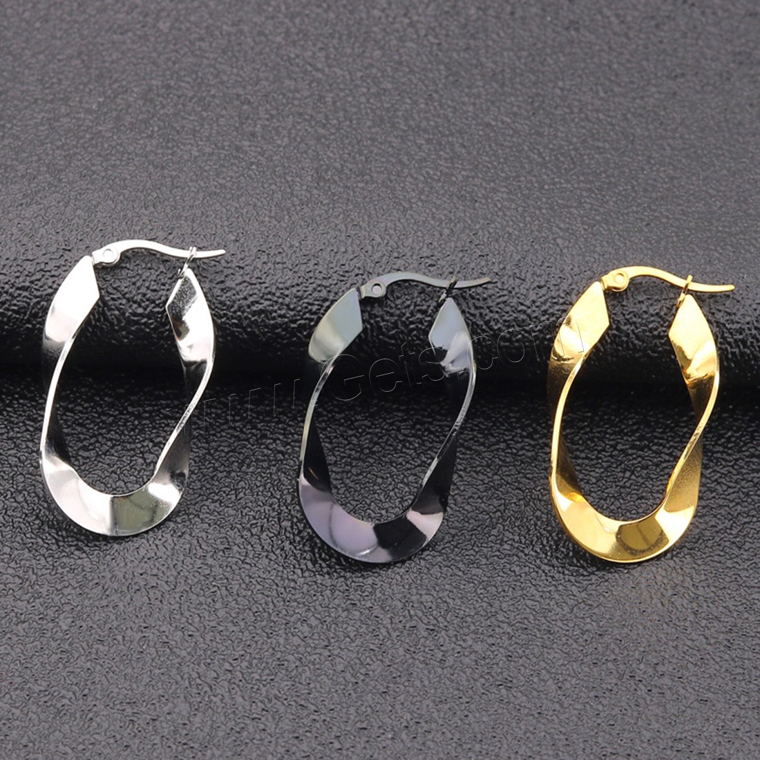 Titanium Steel Hoop Earring, plated, hypo allergic & for woman, more colors for choice, 35mm, Sold By Pair