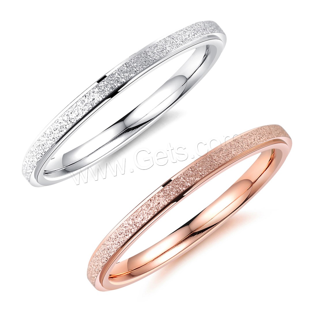 Stainless Steel Finger Ring, plated, different size for choice & for woman & frosted, more colors for choice, 2mm, Sold By PC