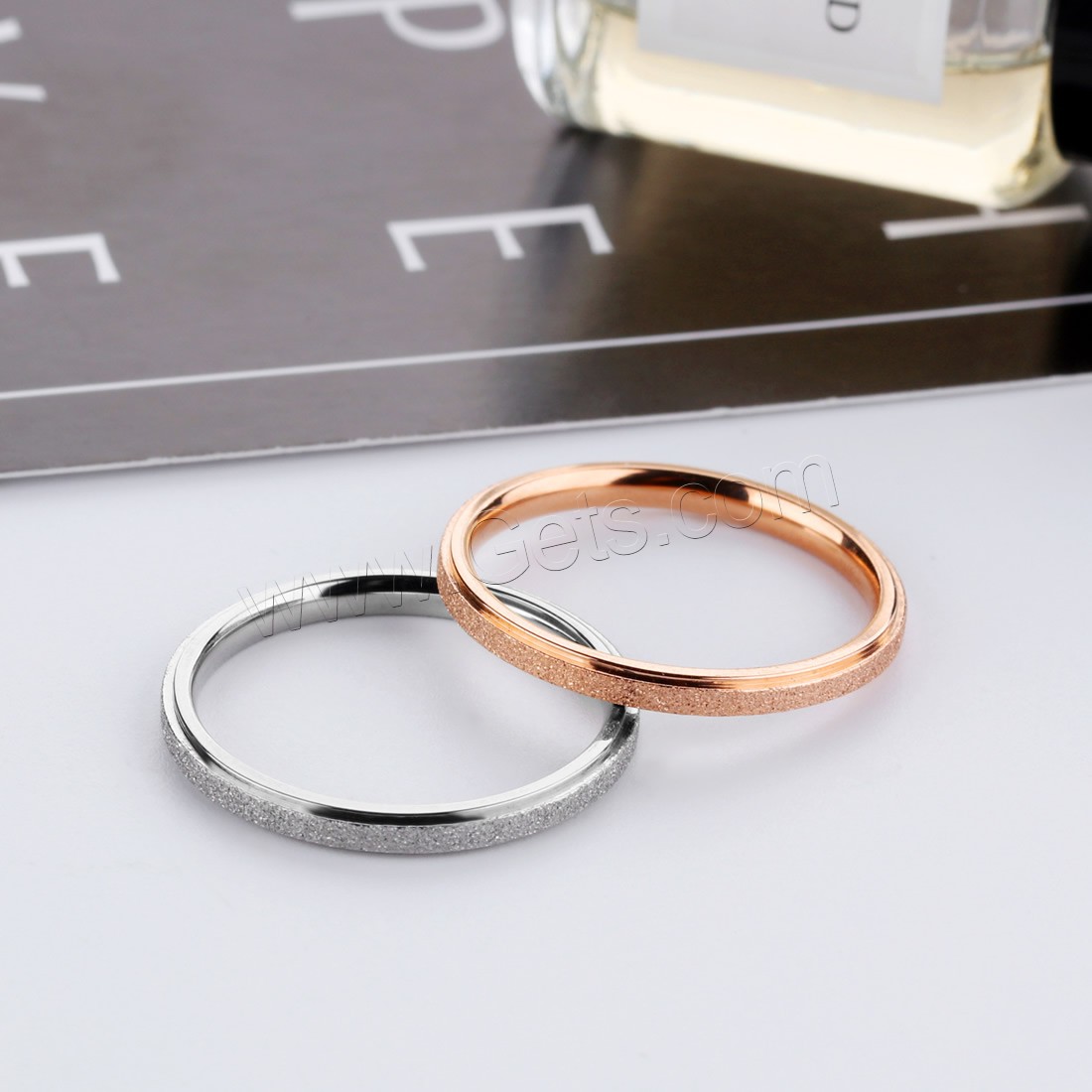 Stainless Steel Finger Ring, plated, different size for choice & for woman & frosted, more colors for choice, 2mm, Sold By PC