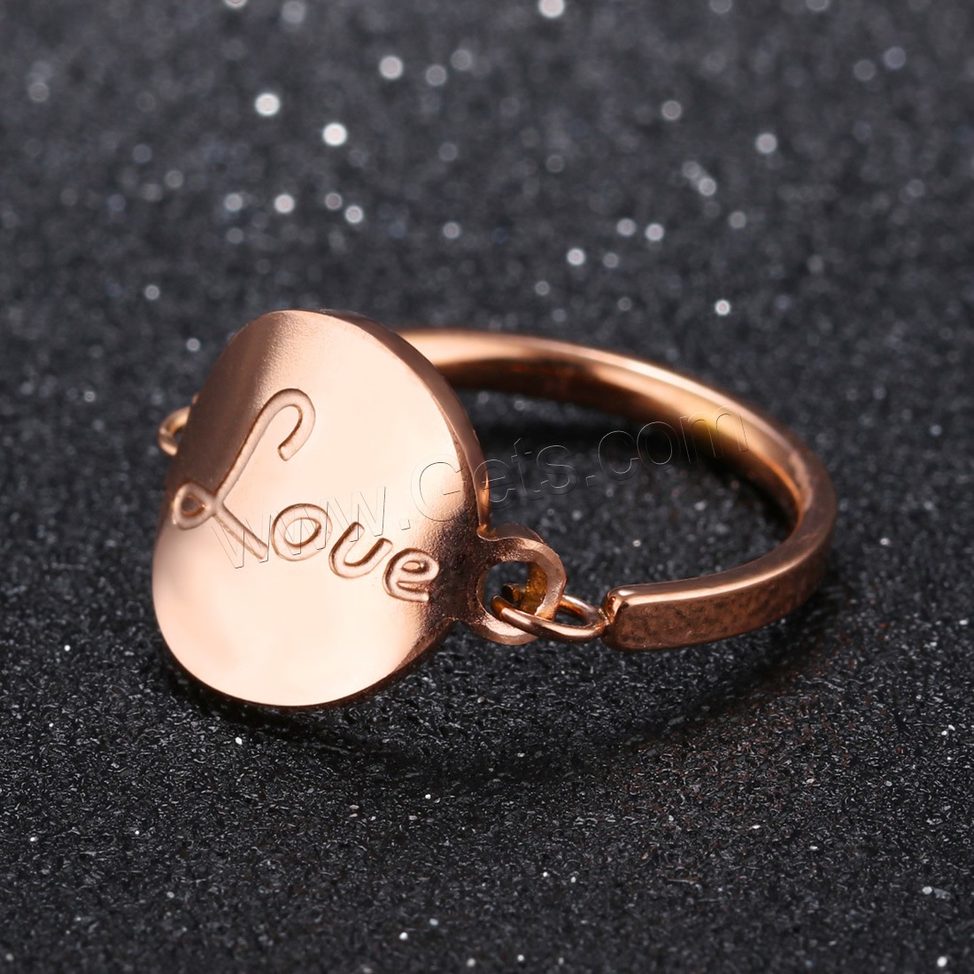 Stainless Steel Finger Ring, word love, rose gold color plated, different size for choice & with letter pattern & for woman, 8mm, Sold By PC