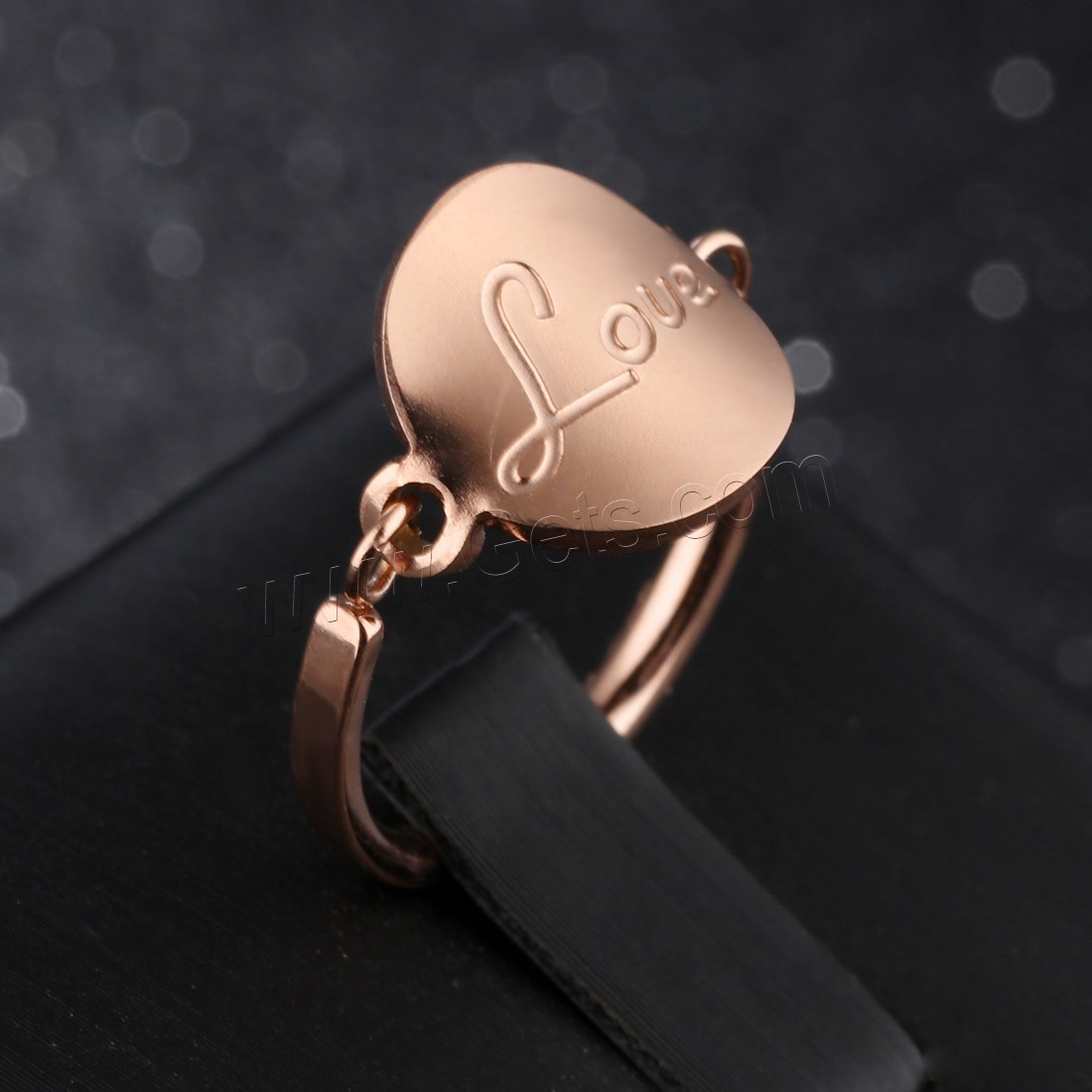 Stainless Steel Finger Ring, word love, rose gold color plated, different size for choice & with letter pattern & for woman, 8mm, Sold By PC