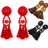 Fashion Tassel Earring, Zinc Alloy, with Nylon Cord & Crystal, stainless steel post pin, painted, for woman lead & cadmium free, 3cm 