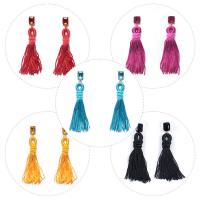 Fashion Tassel Earring, Zinc Alloy, with Nylon Cord & Crystal & Glass Seed Beads, stainless steel post pin, gold color plated, for woman & faceted lead & cadmium free 