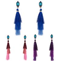 Fashion Tassel Earring, Zinc Alloy, with Nylon Cord & Crystal, stainless steel post pin, plated, for woman & faceted lead & cadmium free 