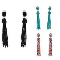 Fashion Fringe Earrings, Zinc Alloy, with Glass Seed Beads, stainless steel post pin, gold color plated, for woman lead & cadmium free 