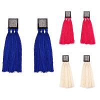 Fashion Tassel Earring, Acrylic, with Nylon Cord, stainless steel post pin, for woman & with rhinestone 