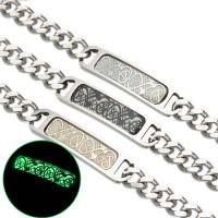 Stainless Steel Charm Bracelet, 316L Stainless Steel, with 1.5Inch extender chain, Unisex & curb chain & luminated Approx 7.4 Inch 