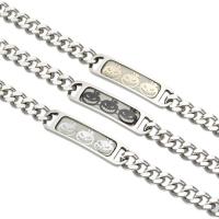 Stainless Steel Charm Bracelet, 316L Stainless Steel, with 1.5Inch extender chain, plated, Unisex & curb chain & luminated Approx 7.4 Inch 