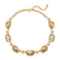 Crystal Necklace, Zinc Alloy, with iron chain & Crystal, with 5cm extender chain, Flat Oval, gold color plated, twist oval chain & for woman & faceted & with rhinestone, lead & cadmium free, 430mm Approx 16.5 Inch 