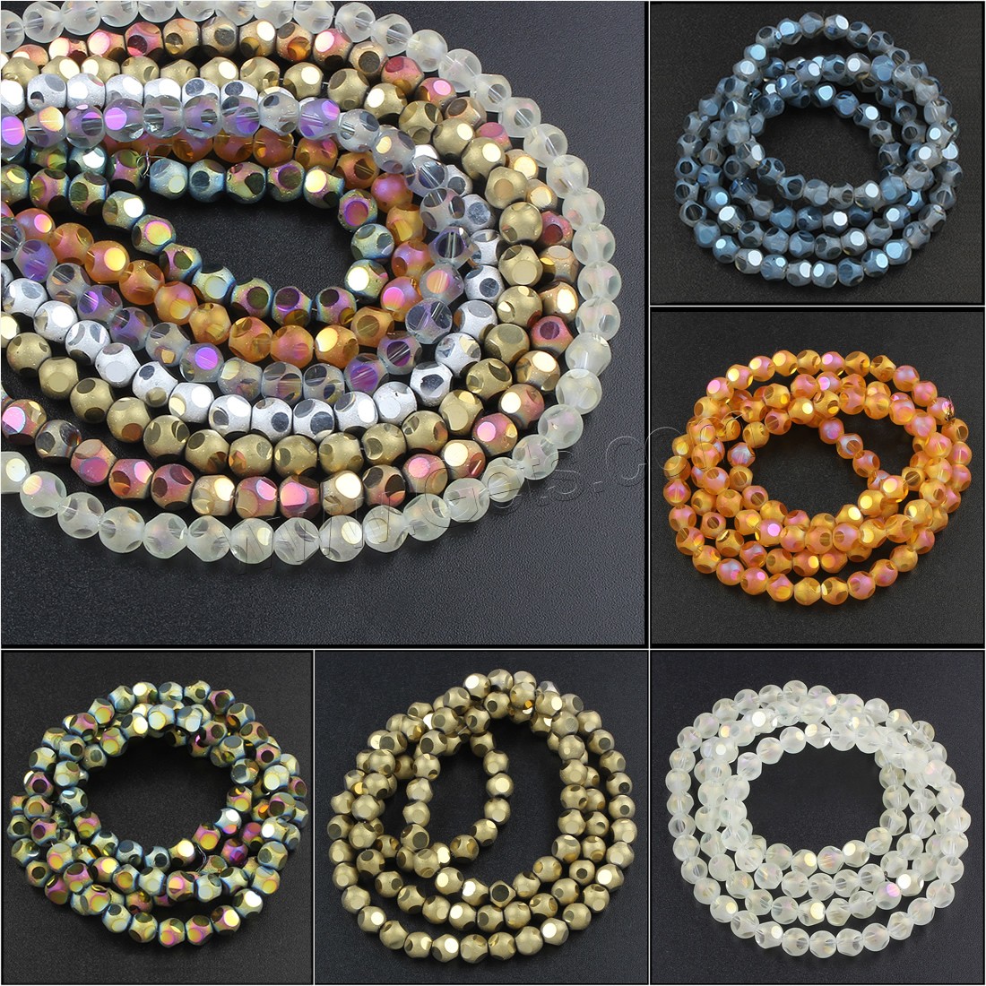 Runde Kristallperlen, Kristall, verschiedene Größen vorhanden & facettierte & satiniert, mehrere Farben vorhanden, verkauft von Strang