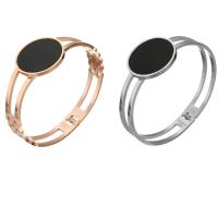 Stainless Steel Bangle, with Resin, Flat Round, plated & for woman 