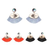 Fashion Tassel Earring, Zinc Alloy, with Nylon Cord & Resin, stainless steel post pin, gold color plated, for woman lead & cadmium free 
