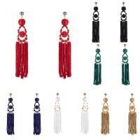 Fashion Fringe Earrings, Zinc Alloy, with Nylon Cord & Glass Seed Beads, stainless steel post pin, gold color plated, for woman lead & cadmium free 