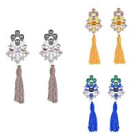 Fashion Tassel Earring, Zinc Alloy, with Nylon Cord & Crystal & Acrylic, stainless steel post pin, plated, for woman & faceted & with rhinestone lead & cadmium free 