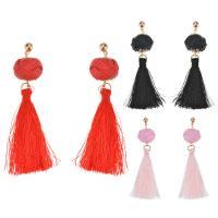 Fashion Tassel Earring, Zinc Alloy, with Nylon Cord, stainless steel post pin, gold color plated, for woman lead & cadmium free 