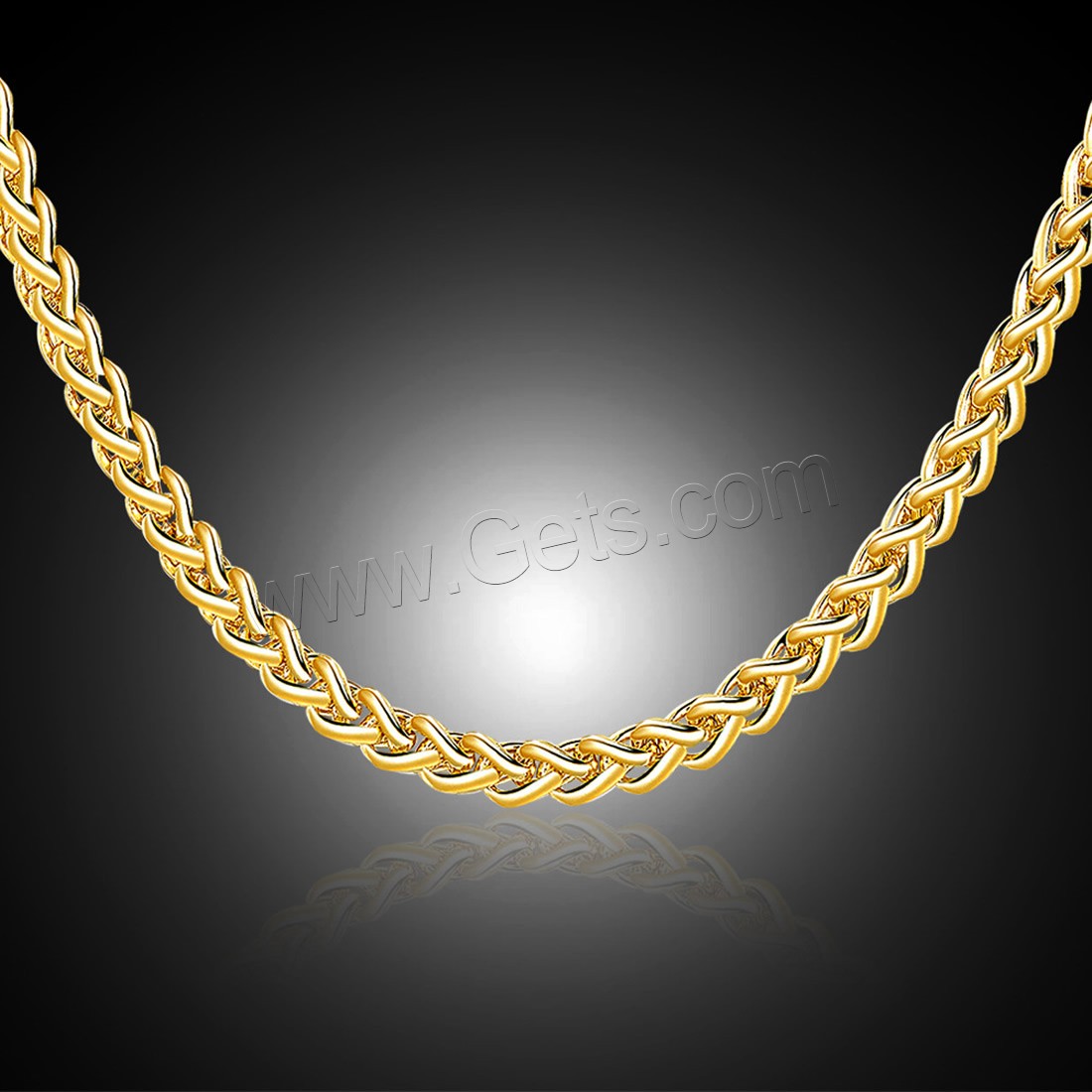 Brass Chain Necklace, 18K gold plated, different length for choice & wheat chain & for woman, nickel, lead & cadmium free, 3.5mm, Sold By Strand
