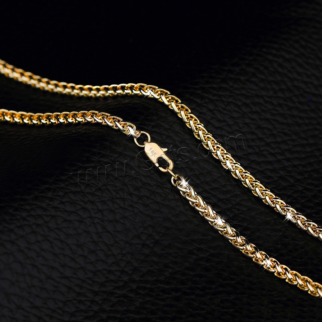 Collar en Cadena de Latón, metal, chapado en oro de 18 K, longitud diferente para la opción & cadena de trigo & para mujer, libre de níquel, plomo & cadmio, 3.5mm, Vendido por Sarta