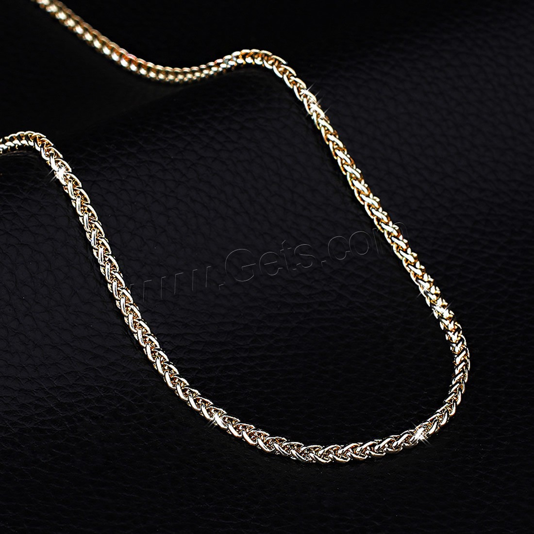 Brass Chain Necklace, 18K gold plated, different length for choice & wheat chain & for woman, nickel, lead & cadmium free, 3.5mm, Sold By Strand