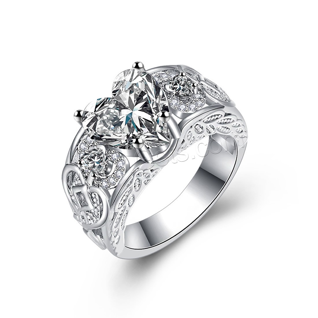 cristal anillo de dedo de latón, metal, con Cristal, chapado en plata real, diverso tamaño para la opción & para mujer & facetas & con diamantes de imitación, más colores para la opción, libre de níquel, plomo & cadmio, 10mm, Vendido por UD