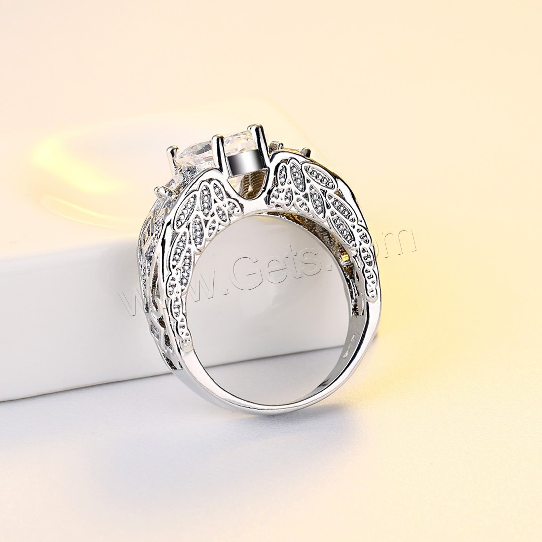 cristal anillo de dedo de latón, metal, con Cristal, chapado en plata real, diverso tamaño para la opción & para mujer & facetas & con diamantes de imitación, más colores para la opción, libre de níquel, plomo & cadmio, 10mm, Vendido por UD