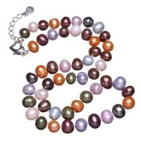 Freshwater Pearl Necklace, brass lobster clasp, with 5cm extender chain, Potato, for woman, multi-colored, 8-9mm Approx 16.5 Inch 