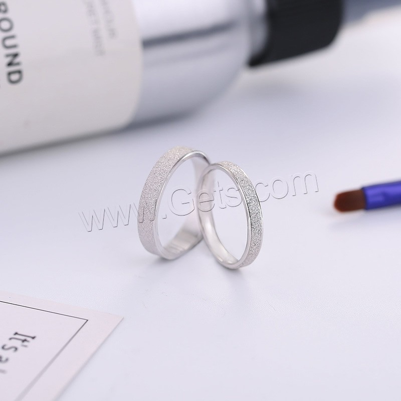 Brass Finger Ring, thick 925 sterling silver plated, Unisex & different size for choice & frosted, nickel, lead & cadmium free, 3mm,4mm, Sold By PC