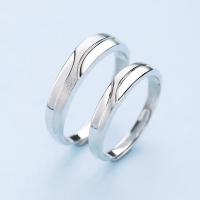 Пара кольца палец, Латунь, Толстые 925 стерлингового серебра покрытием, регулируемый, не содержит никель, свинец, 3.5mm,4.5mm, размер:4.5-12, продается Пара