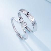 Couple Finger Rings, Brass, thick 925 sterling silver plated, adjustable, nickel, lead & cadmium free, 5.5mm,4mm, US Ring 