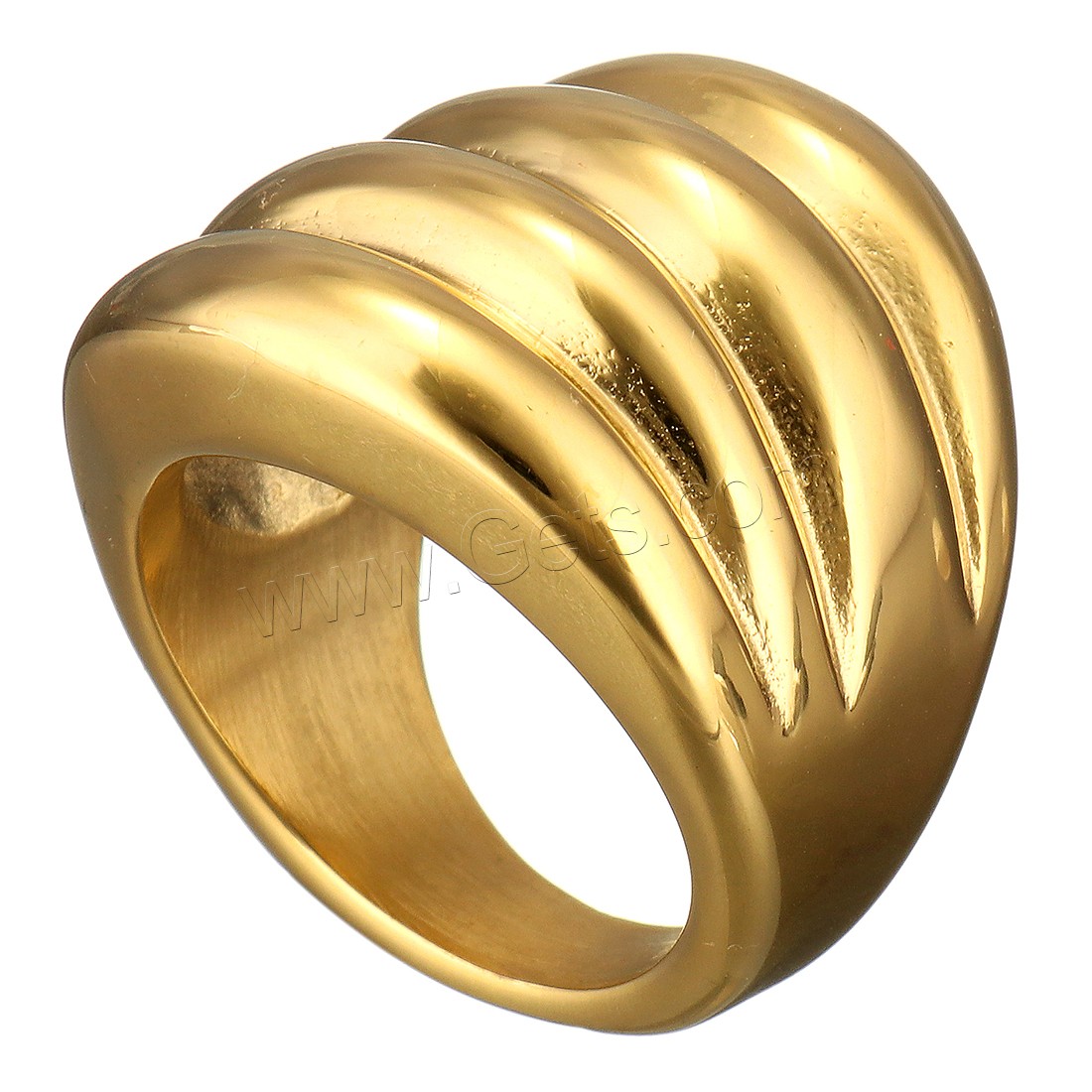 Stainless Steel Finger Ring, gold color plated, Unisex & different size for choice, 24mm, Sold By PC