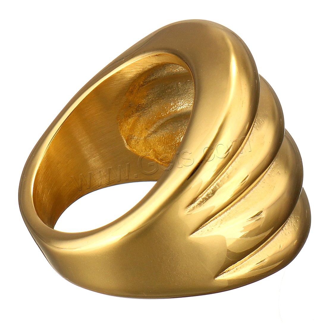 Stainless Steel Finger Ring, gold color plated, Unisex & different size for choice, 24mm, Sold By PC
