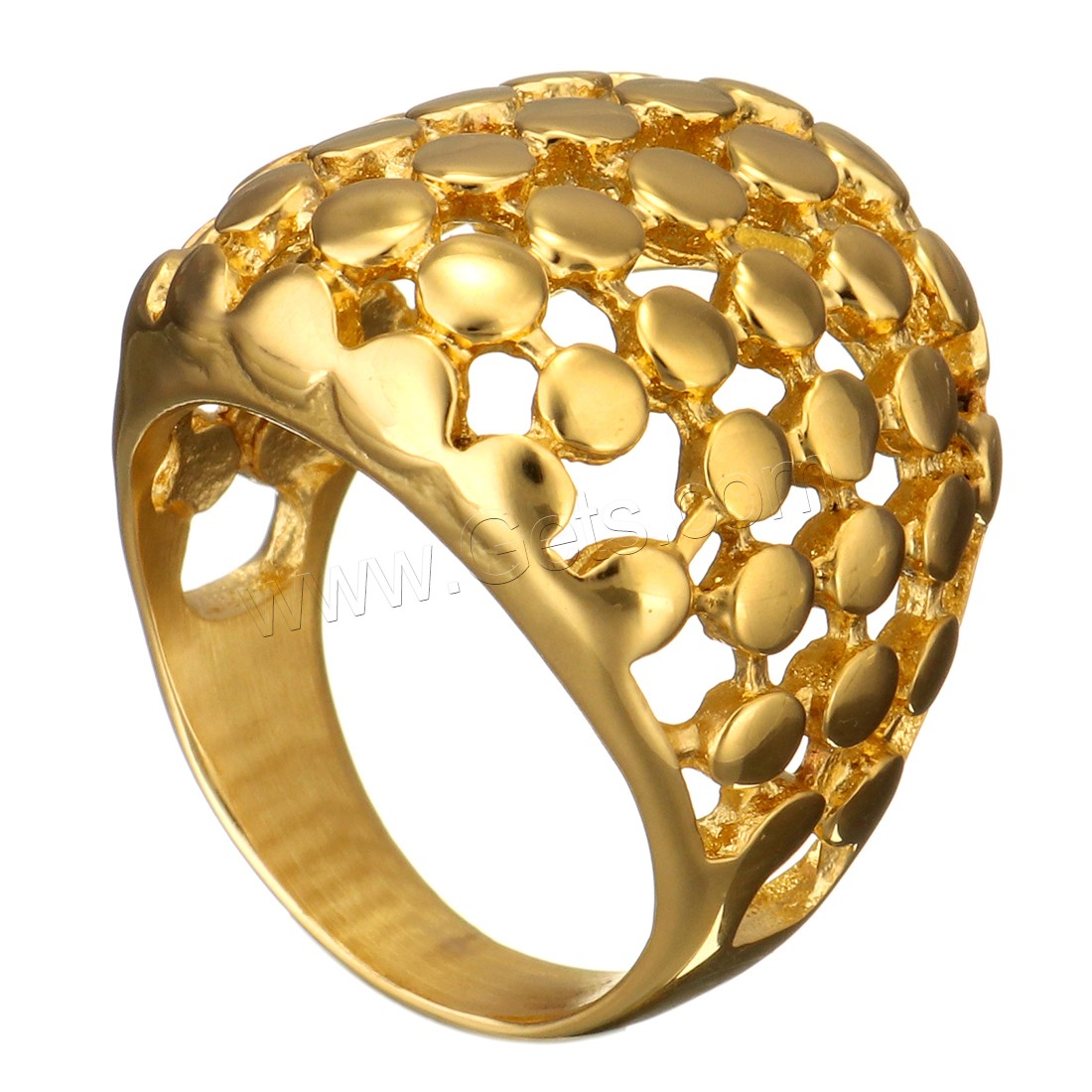 Stainless Steel Finger Ring, gold color plated, Unisex & different size for choice & hollow, 22mm, Sold By PC