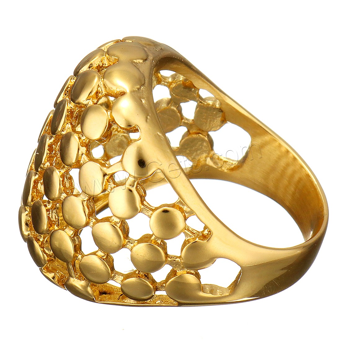 Stainless Steel Finger Ring, gold color plated, Unisex & different size for choice & hollow, 22mm, Sold By PC
