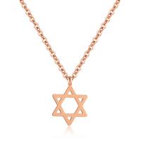 Stainless Steel Anklets Jewelry, with 6cm extender chain, Star of David, rose gold color plated, oval chain & for woman, 13mm Approx 15.5 Inch 
