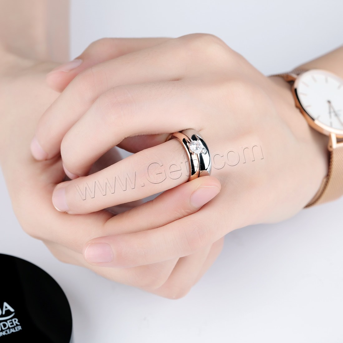 Cubic Zirconia anillo de dedo de acero inoxidable, chapado, diverso tamaño para la opción & para mujer & con circonia cúbica, 2mm, 5mm, diámetro interior:aproximado 21mm, 2PCs/Set, Vendido por Set