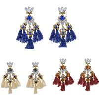 Fashion Tassel Earring, Zinc Alloy, with Nylon Cord & Crystal, stainless steel post pin, plated, for woman & faceted & with rhinestone lead & cadmium free 