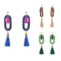 Fashion Tassel Earring, Zinc Alloy, with Nylon Cord & Acrylic, stainless steel post pin, gold color plated, for woman lead & cadmium free 