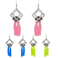 Fashion Tassel Earring, Zinc Alloy, with Nylon Cord, iron earring hook, antique silver color plated, for woman lead & cadmium free 
