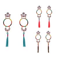 Fashion Tassel Earring, Zinc Alloy, with Nylon Cord, stainless steel post pin, plated, for woman & enamel & with rhinestone lead & cadmium free 