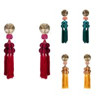 Fashion Tassel Earring, Zinc Alloy, with Nylon Cord, stainless steel post pin, antique gold color plated, for woman lead & cadmium free 