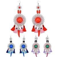 Fashion Tassel Earring, Zinc Alloy, with Resin & Acrylic, iron earring hook, silver color plated, for woman lead & cadmium free 