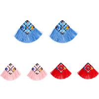 Fashion Tassel Earring, Zinc Alloy, with Nylon Cord, stainless steel post pin, plated, for woman & with rhinestone & decal lead & cadmium free 