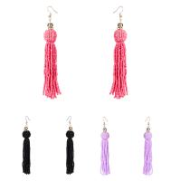 Fashion Fringe Earrings, Zinc Alloy, with Glass Seed Beads, iron earring hook, gold color plated, for woman lead & cadmium free, 2x12.5 