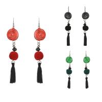 Fashion Tassel Earring, Zinc Alloy, with Plush & Nylon Cord, iron earring hook, plated, for woman lead & cadmium free 