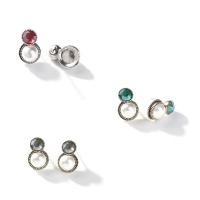 Zinc Alloy Stud Earring, with Glass Pearl, plated, for woman & with cubic zirconia nickel, lead & cadmium free 