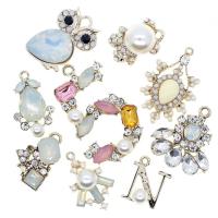 Crystal Zinc Alloy Pendants, with Crystal & Glass Pearl, plated & with rhinestone, nickel, lead & cadmium free Approx 2-3mm 