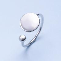 Палец кольцо-латунь, Латунь, Толстые 925 стерлингового серебра покрытием, регулируемый & Женский, не содержит никель, свинец, 10mm, размер:2.5, продается PC