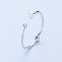 Circón cúbico anillo de dedo de latón, metal, con Shell Pearl, chapado, ajustable & para mujer & con circonia cúbica, más colores para la opción, libre de níquel, plomo & cadmio, 3.5mm, tamaño:8.5, Vendido por UD